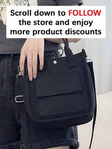 Fashionable Lightweight Canvas Tote Bag, Multi-Pocket Design, Multifunctional Crossbody Bag Doubles As Lunch Box, Korean Style Multi-Compartment Mom & Baby Outdoor Portable Large Capacity Handbag, Super Convenient Stylish Mom Outdoor Lunch Box Bag, Japanese Style Bag - Black - View 2