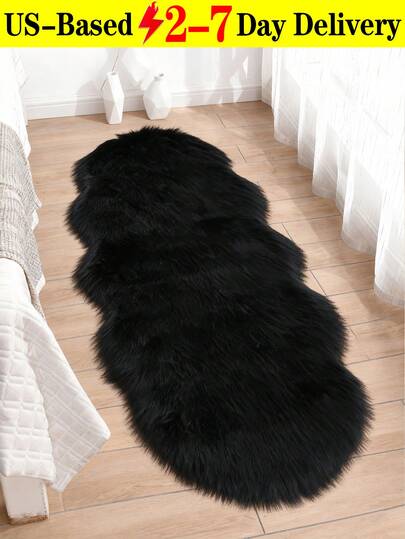 Soft Faux Fur Rug, Black Plush Area Rug, Fluffy Chair Couch Sofa Cover For Bedroom Or Living Room, Super Soft Fluffy Shaggy Mat, Solid Color Bedroom Decorative Rug, Bedroom Decor, Multiple Sizes Fluffy Carpet For Living Room, Bedroom, Large Sized Living Room Bedroom Rugs For Girls Dorm Room,Home Decor Fluffy Plush Rugs, Machine Washable Shag Carpet