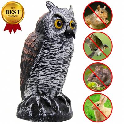 Owl Decoy Statue Protect Garden Yard Scare Birds Away Repellent Scarecrow
