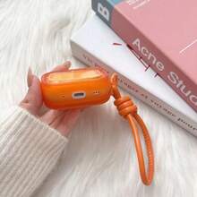 Fashionable Minimalist Apple Earphone Protective Case Suitable Compatible With Apple Pro3, Deep Orange AirPods3/4 With PU Leather Strap, Compatible With AirPods Pro/Pro2, Anti-Drop Protective Case - Orange - View 6