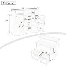 Îlot de cuisine sur roulettes, coin repas extensible avec chaises, buffet avec grand espace de rangement, idéal pour la cuisine et la salle à manger comme buffet (noir) - Noir - Voir 4