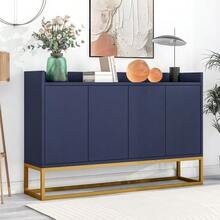 Buffet minimaliste moderne à 4 portes sans poignées, idéal pour salle à manger, salon ou cuisine (bleu marine). - Bleu marine - Voir 1