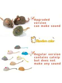逼真喵叫老鼠猫玩具，非电动毛绒小老鼠，宠物自娱自乐玩具，缓解无聊，新款猫草老鼠玩具，幼犬，猫咪，宠物，狗狗礼物，快乐小狗 - 彩色 - 查看 7