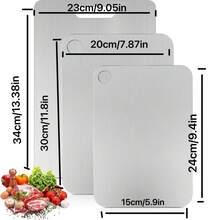 3pcs/Set Stainless Steel Cutting Board, Designed For Kitchen Vegetable & Meat Cutting, Double-Sided Chopping Board Set With Handle, Multi-Purpose Cutting Board Suitable For Various Cooking Tasks, Great Gift For New Year, Valentine's Day, Easter, Father's Day, Mother's Day - Multicolor - View 11