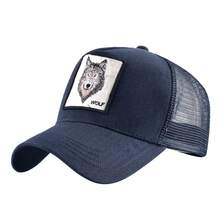 A Unisex Wolf Trucker Hat With A Breathable Mesh Back And Adjustable Snap Closure - Featuring A Wolf And WOLF Text Design, Available In Multiple Colors Suitable Summer Outdoor Activities, Hiking, And Camping - A Stylish Unisex Baseball Cap, As A Sports Headwear Men And Women, With A Lightweight Fabric Design Casual Wear - 紅色和黑色 - 查看 11