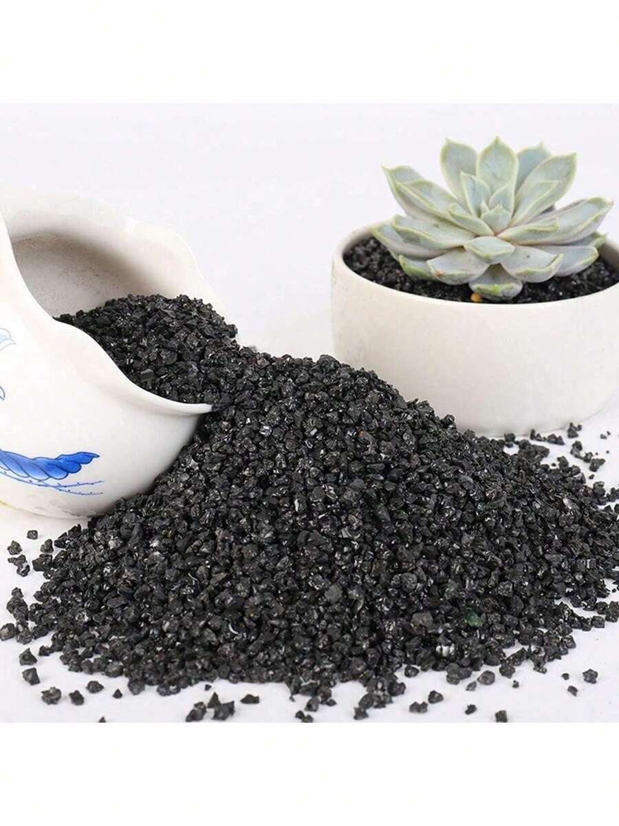 黑色火山岩鹅卵石花瓶填充物，手工装饰石，彩色砾石，适用于家居装饰、水族箱、鱼缸 - 黑金沙 - 查看 1