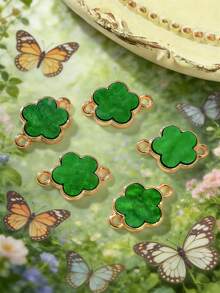 5/10/20/30/50/100/200/300/400/500pcs Multi-Color Elegant Quatrefoil Flower Double Hole Pendant, Suitable For DIY Necklace, Bracelet, Earring, Key Chain, Phone Charm, Couple Gift Jewelry Making - Five-petal Flower - View 5