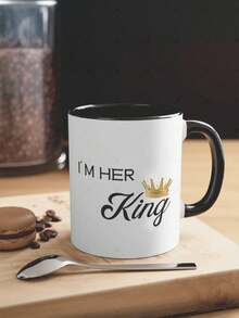 国王和王后情侣马克杯套装，11盎司陶瓷咖啡杯带把手，保温旅行杯，情人节结婚纪念日礼物 - 黑色 - 查看 15