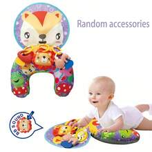 Soft Crescent-Shaped Infant Support Pillow With Animal Design, Rattle And Sound Toy, Suitable For Newborns And Above For Sensory Development - Multicolor - View 6