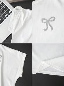 Off-Shoulder Ruched Cropped Camisole Top, Stylish Design, Slim Fit, Flattering For Summer - White - View 10