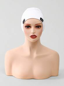 1pc Women's Solid Color Double-Layer Flat Top Hat With 2pcs Anti-Slip Clips Adjustable Scarf & Cap Set - White Anti-slip Clip Double-layer Flat Top Cap - View 4