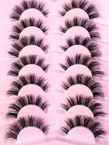 New 7 Pairs 3D Fluffy Lashes Clear Band Eyelashes Cat Eye False Eyelashes Short Soft 3d Faux Mink Eyelashes Soft Natural Makeup Manga False Eyelash Strip Lashes, Lashes, Eyelashes, Daily Wear For Stage Parties Fake Lashes - Lông mi  mắt mèo - Xem 6