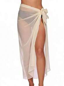 Thin Chiffon Solid Color Casual Polyester Scarf For Spring, Autumn, Winter, Leave Worries In The City, Wear Your Favorite Style On The Beach, This Set On The Beach, Shutter Won't Stop, A Glass Of Orange Wine, A Piece Of Sea, This Purple Chiffon Dress Covers My Summer Laziness, Chiffon Transparent Beach Shawl, Sexy Simple Long Bikini Cover-Up Dress, One-Piece Beach Scarf, Suitable For Seaside Travel, Vacation, Daily Wear - Multicolor - View 13