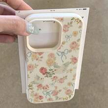 1 pieza Funda de teléfono suave y protectora con cobertura completa, antideslizante, de material TPU con diseño de pajarito blanco con lazo floral rosa, compatible con iPhone 17 Pro Max/17/16 Pro Max/15/13/12/11, S20 FE/A15/S24/A55, Note 11/Note 12/Note 13 Pro, versión internacional, no la versión nacional - Blanco - Ver 3