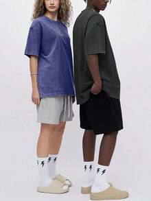 3 Pack, Men's, Vintage Washed, Oversized, Cotton, T Shirts, Loose Fit, Short Sleeve, Casual, Streetwear, Unisex, Tops.100% Cotton - 黑色+卡其色+藍色 - 查看 5