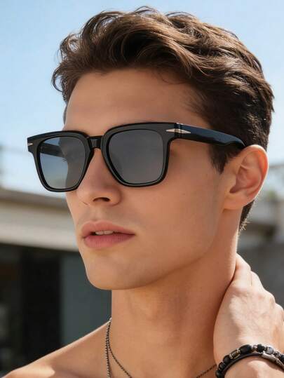 1pc New Fashion Decorative Fashion Glasses For Men, Reduce Sunlight Intensity For Daily Life And Weddings