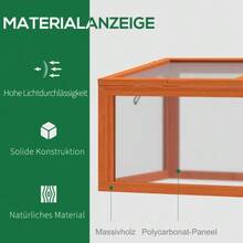 Cold Frame Greenhouse With Cover, Weatherproof, Made Of Wood And Polycarbonate, Orange, 90 X 46 X 40 Cm - Burnt Orange - View 3