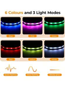 Rechargeable Waterproof LED Glowing Dog Collar - Night Walking Safety Luminous Pet Accessory - Best USB Charging Glow Collar - Multicolor - View 3