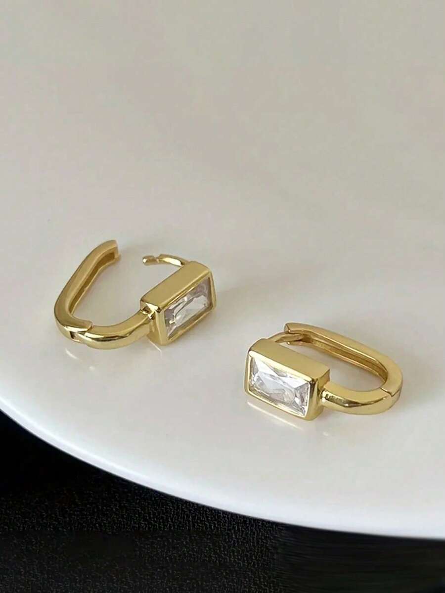 1 Pair Romantic Cubic Zirconia Drop Earrings For Women For Wedding Engagement Anniversary Party Jewelry Valentine's Day Gift - Yellow Gold - View 1