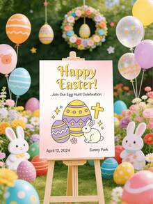 Personalized Easter Event Posters, Welcome Signs, Easter Party Welcome Posters, Easter Events, Custom Text Posters (Without Frames). - Multicolor - View 4