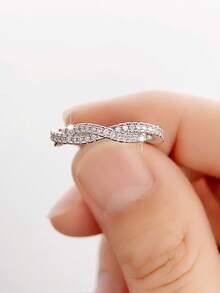 Anel com pingente de zircônia cúbica, peça única, ideal para presente de Dia dos Namorados, casamento, aniversário ou festa. - 1# - Ver 5