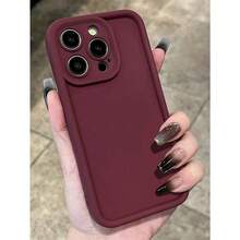 1pc Burgundy Personalized Pattern Full Coverage TPU Shockproof Phone Case Compatible With IPhone 16, 15, 14, 13, 12, 11 Pro Max, Series Waterproof Anti-Fall Scratch Resistant - Burgundy - View 3