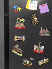 1pc Colorful Painted Magnetic Fridge Sticker, Souvenir Craft Magnetic Sticker For Travel Destinations, Scenic Spot Travel Fridge Magnet - View 7
