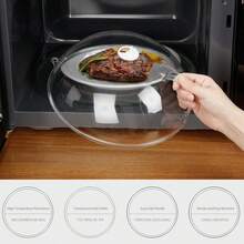 Microwave Splatter Cover For Food,Clear Microwave Splash Guard Cooker Lid With Handle,Dish Bowl Plate Serving Cover Home Kitchen Essential,,Saft Plastic - trắng - Xem 2