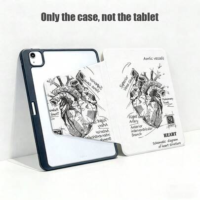 1 件装翻盖式桌面保护套，带笔槽，印有心形图案，720 度旋转支架，PU 皮革材质，具备自动休眠/唤醒功能，兼容 Honor Pad 8/9/10、Honor GT 11.5 英寸/X7/X8A/X9/X8Pro/X9Pro/V9/V8 Pro、MatePad 11 英寸 2023/2022 款/MatePad 11.5 (2026)、Apple 第十代/11 英寸 2025 (A16)