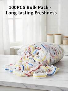 100Pcs Elastic Food Covers & Bowl Lids, Universal Stretchable Plastic Wrap For Plates, Reusable Fresh-Keeping Bags For Bread Proofing, Sourdough, Picnic & Food Storage - Mixed Color (100pcs) - View 7
