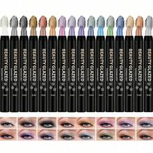 16Pcs Matte Pearl Multi-Color Eyeshadow Sticks, Glitter Stick, Pearl Highlighter, Glitter Eyeshadow Stick, Matte Waterproof Bold Multi-Color Eyeshadow Stick - 彩色 - 查看 1