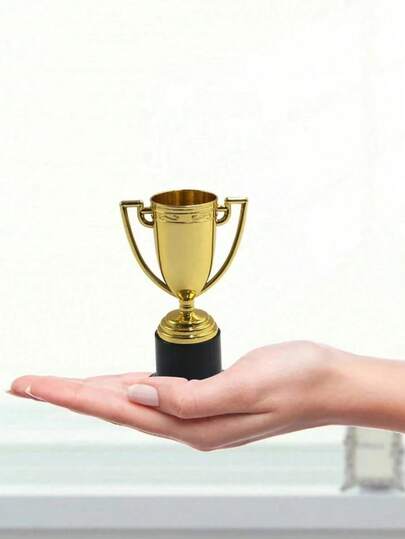 12pcs Gold Plastic Trophy Set, Mini Winner Trophies Suitable For Kids And Adults, Perfect As Party Favors, Competition Prizes, Sports Meet Awards, Game Souvenirs, Birthday Party Props, Classroom Rewards, Talent Shows, Spelling Bees, Carnivals, And Photography Props, Lightweight Durable Plastic Trophies For Parties, Celebrations And Events