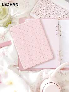 1pc Cute Pink & Brown Polka Dot Artistic Design Tablet Protective Case, Compatible With  (A16) 11 Inch 11th Gen 2023,  9th/10th Gen 10.9 Inch, Galaxy Tab S6 Lite 10.4, Anti-Drop, Pencil Slot, Sleep/Wake Support, Christmas, Halloween, Romantic Gift - 多色-1 - 查看 9