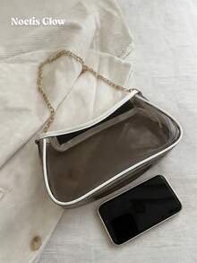 Fashion Color Block Transparent Chain Clutch Bag Shoulder Bag Clear Bag Crossbody Bag For Stadium Events Transparent Bag PVC Bag Bag Pool Essentials - Multicolor - View 8
