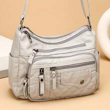 Large Capacity Nylon Shoulder Bag Adjustable Shoulder Strap Anti-Theft Zipper Closure Lightweight Durable Versatile Daily Casual Commute Travel Crossbody Bag Perfect Holiday Birthday Valentine's Day Easter Mother's Day Christmas Gift For Family Friends Must-Have For Festive Gifting | 24-Hour Shipping - 黑色 - 查看 6