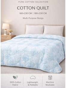 100% Cotton Quilt Bedspread – Lightweight Multi-Purpose Coverlet – All Season – Made In Turkey - Teal Blue - View 1