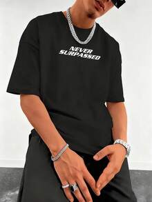 男士时尚赛车文化印花黑色圆领短袖T恤，夏季 - 黑色 - 查看 5