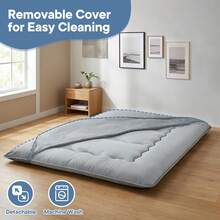 Japanese Floor Mattress Futon Mattress, 4-Inch Twin Thicken Tatami Mat Sleeping Pad Foldable Roll Up Mat Boys Girls Dormitory Pad Kids Floor Lounger Pillow Bed - 灰色 - 查看 6