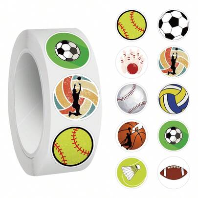 500张混合球贴纸卷，10种款式，适用于水瓶、剪贴簿、日记本、笔记本电脑等。也可用于派对礼品、生日装饰、墙面、信封、生日贺卡和节日贺卡。