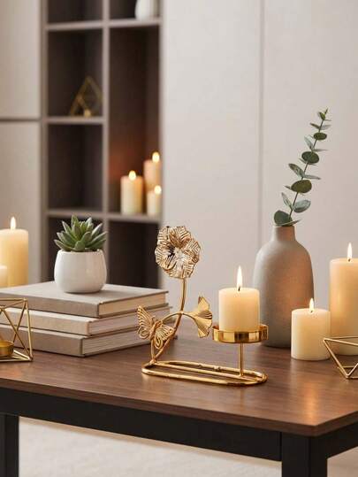 1 Pc/Set Floral Metal Candle Holder, Romantic Style For Date Night Ambiance, Anniversary Dinner Accent, Valentine's Day Decor, Engagement Party Display, Backyard Garden Party, Fine Dining Restaurant Styling, Luxury Hotel Suite Decor, Boutique Resort Ambiance, High-End Retail Showcase, Art Gallery Opening, Corporate VIP Lounge Accent.