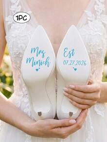 1/6/12pcs Custom Wedding Shoes Decal, Customize Text,Custom Ich Will Sticker, Wedding Shoes Sticker, Personalized Wedding Shoes Sticker, Custom Mr And Mrs,Something Blue Decal, Wedding Shoes Decal, Bride Shoe Stickers, Wedding Day Accessories - Multicolor - View 11
