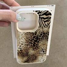 1pc Vintage Zebra & Leopard Print TPU Phone Case Compatible With IPhone// Smartphones - 白色 - 查看 4
