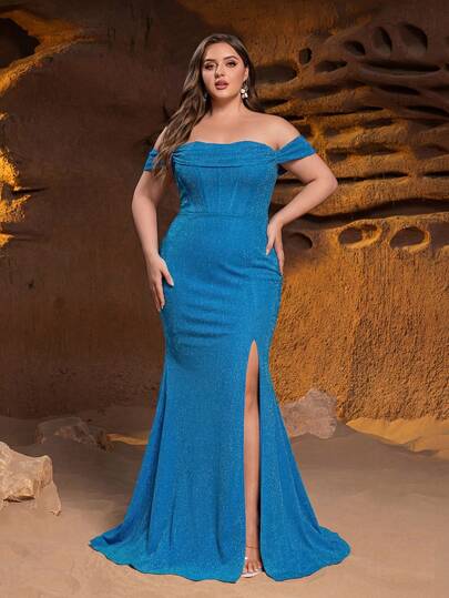 Elegante vestido de noche de hombros descubiertos: Vestido estilo sirena con mangas de chal desmontables, abertura alta, silueta ajustada, falda larga y fluida - Ideal para ceremonias de boda, retratos nupciales, celebraciones románticas de aniversario, galas formales, elopamientos de destino