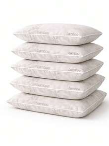 Bambu: 5 Pcs Bamboo Pillow Set 50x70 Cm – Ultra Soft Hotel Quality Bed Pillows, Hypoallergenic Breathable Filling, Machine Washable – Scandinavian Inspired – Made In Turkey - Grey - View 4
