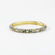 Bracelet clip vintage à motif floral, accessoire artisanal unique, rétro, cadeau pour elle - Bracelet rond à cinq feuilles - Voir 4