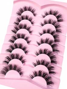New 7 Pairs 3D Fluffy Lashes Clear Band Eyelashes Cat Eye False Eyelashes Short Soft 3d Faux Mink Eyelashes Soft Natural Makeup Manga False Eyelash Strip Lashes, Lashes, Eyelashes, Daily Wear For Stage Parties Fake Lashes - Lông mi  mắt mèo - Xem 2