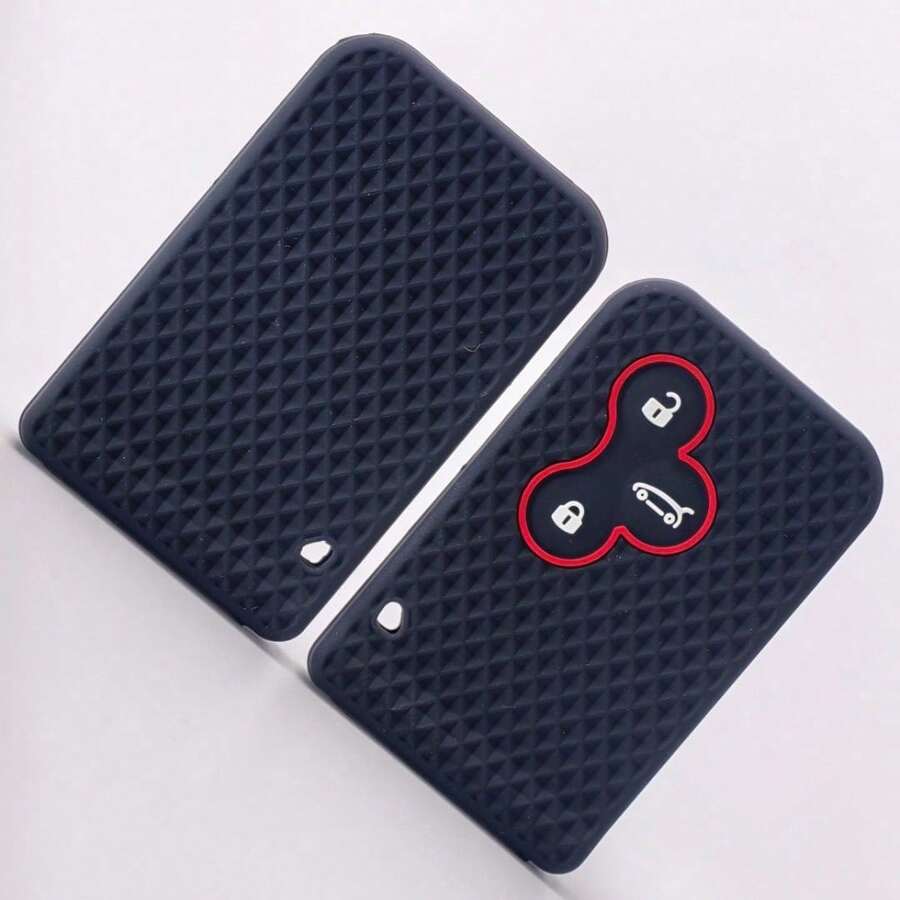 高级硅胶遥控钥匙套 | 兼容雷诺风景/Clio/Logan/梅甘娜2/梅甘娜3/科雷傲 | 防刮防摔防尘钥匙扣保护套 | 精准按键开孔，无信号干扰，柔韧防滑钥匙壳 - 黑色的 - 查看 1