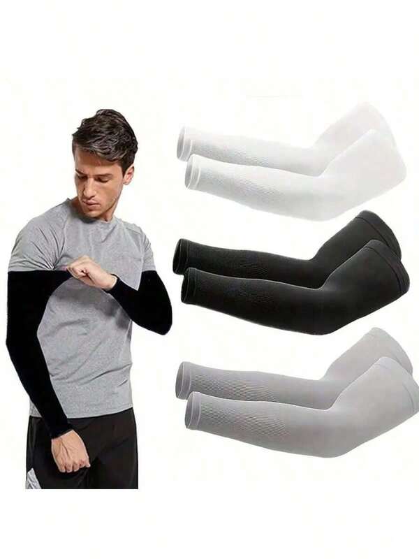 Tres pares: Talla única, color aleatorio, ligero y antideslizante, mangas para el brazo de seda de hielo sin costuras; unisex, unicolor, protección para el brazo fresco; adecuado para trabajo al aire libre, pesca, playa y verano; mangas protectoras de seda de hielo de alta elasticidad y transpirables; unicolor, mangas protectoras UV; esencial para ciclismo y conducción al aire libre en verano.