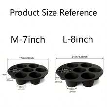 Silicone Muffin Pans For Air Fryer 7 Cavity Muffin Tray Cupcake Pan Nonstick Brownie Cake Mold Round Pudding Recipe Tray Bakeware Baking Equipment - Black - View 10