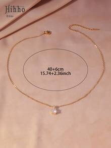 Hihho 一条双色锆石镶嵌项链，奢华闪耀的高端风格，锆石点缀更添立体感，适合日常、约会、派对、节日礼物等场合。 - 圓鋯項鍊 - 查看 7